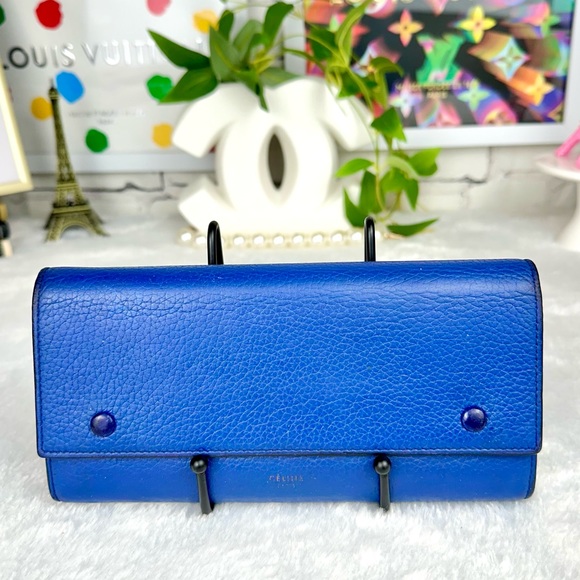Celine Blue Leather Long Wallet - Picture 1 of 16